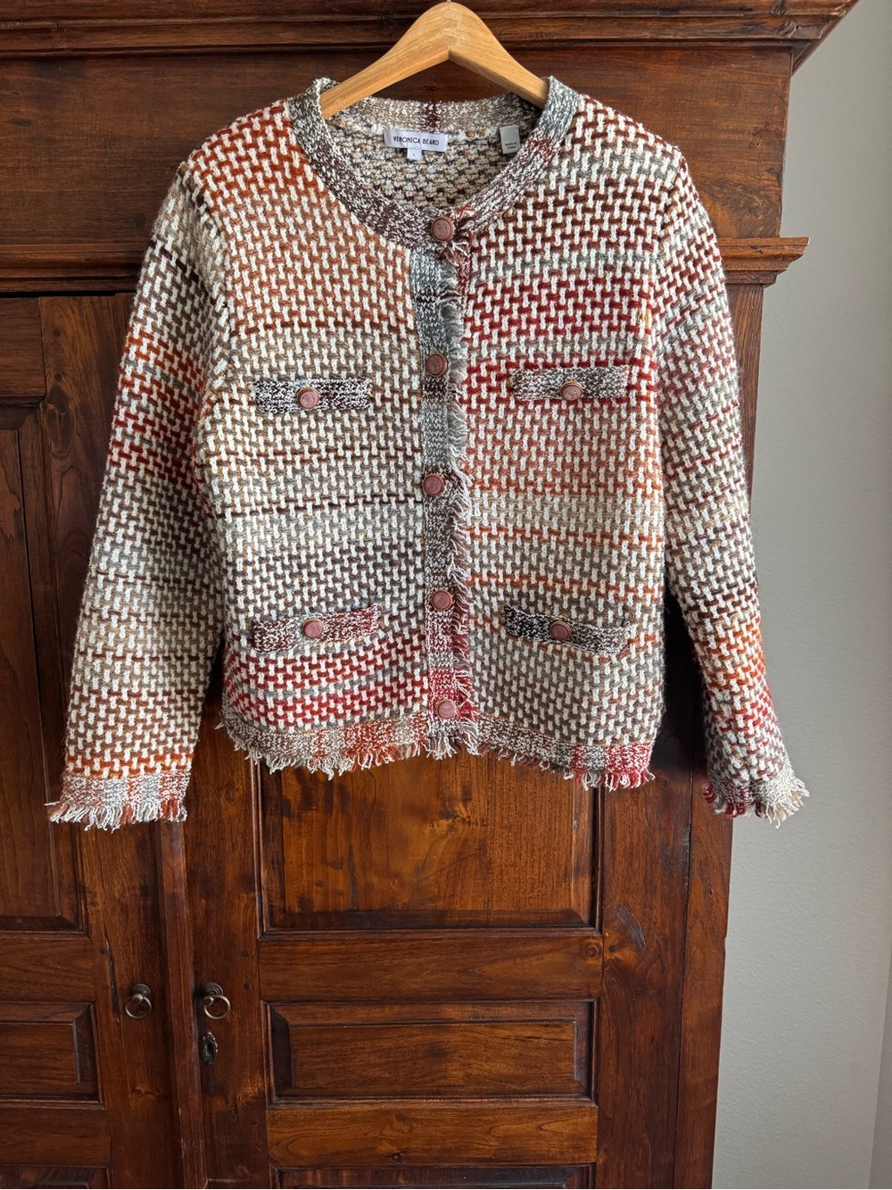 Veronica Beard Sariyah Knit Jacket in Red Multi